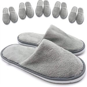 Soft cotton indoor guest slippers with non-slip EVA sole – perfect for home, hotel, spa use. Comfortable, reusable and unisex fit for men and women.