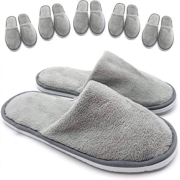 Soft cotton indoor guest slippers with non-slip EVA sole – perfect for home, hotel, spa use. Comfortable, reusable and unisex fit for men and women.