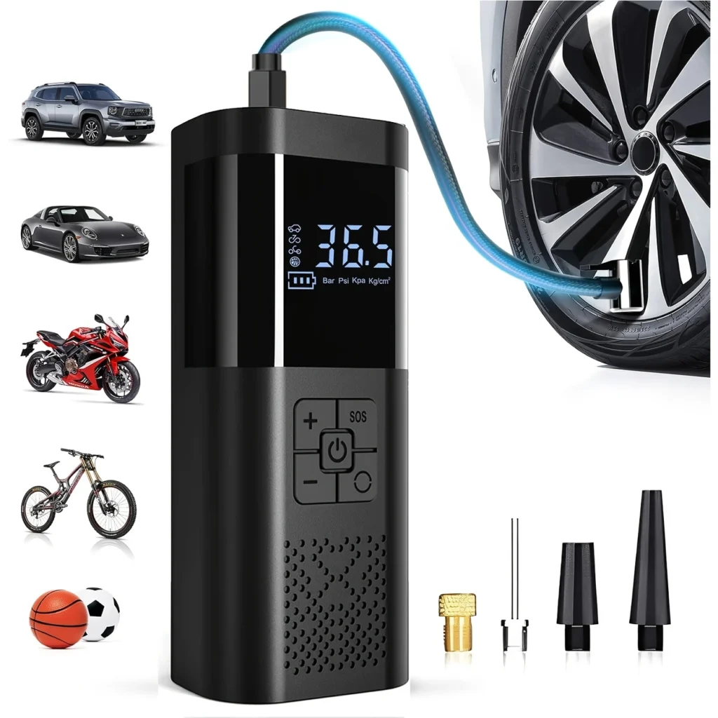 Portable 150PSI Cordless Tire Inflator with LED & Gauge