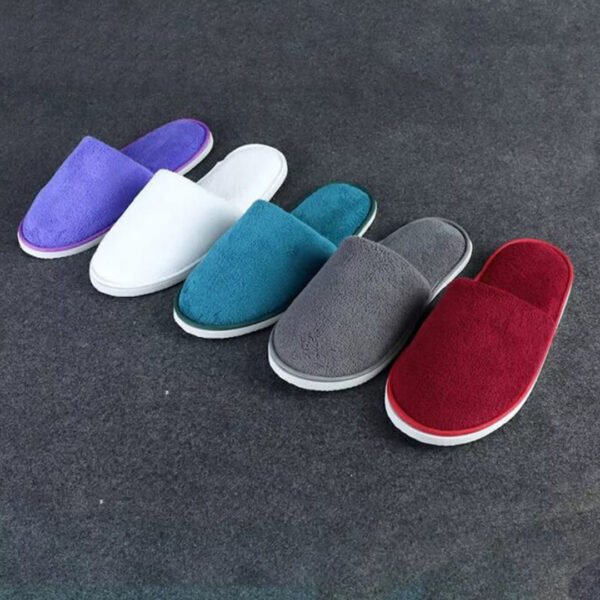 Soft cotton indoor guest slippers with non-slip EVA sole – perfect for home, hotel, spa use. Comfortable, reusable and unisex fit for men and women.