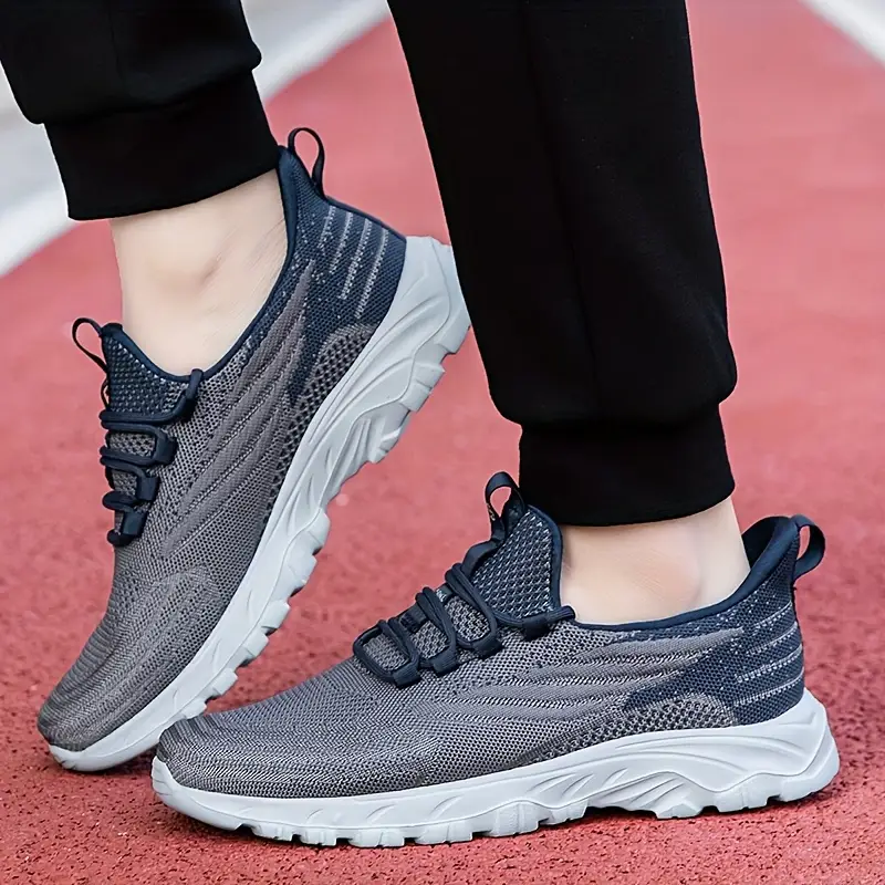 Grey mesh lace-up sneakers for summer use