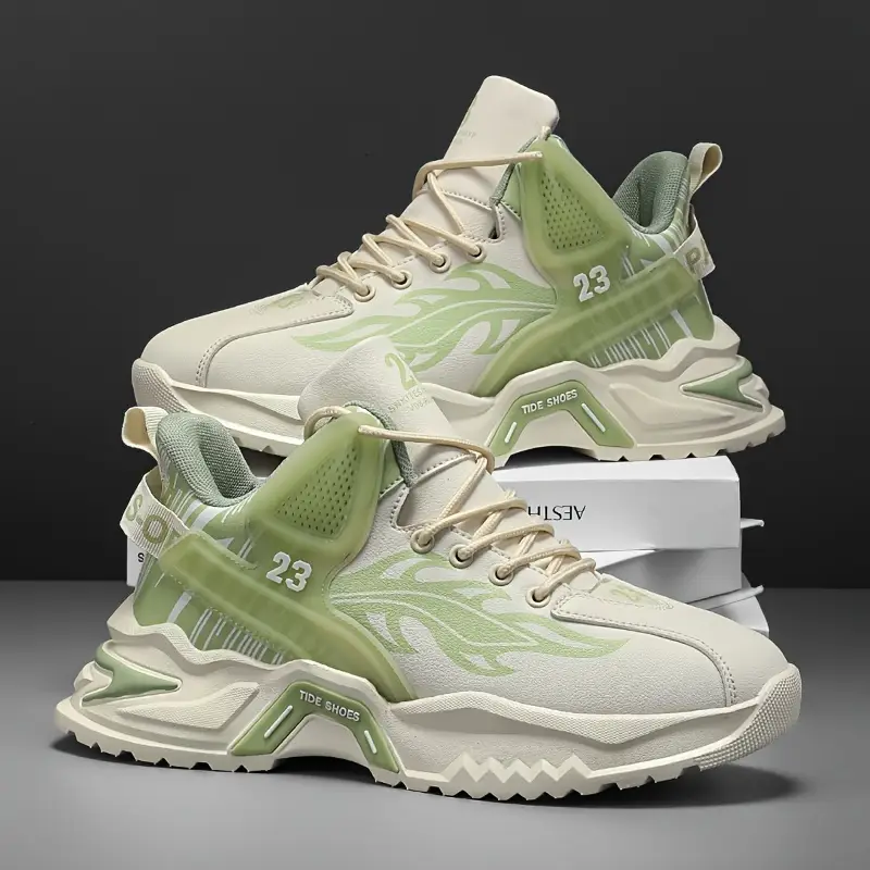 Leather thick-sole sneakers for fall and winter wear in Pakistan